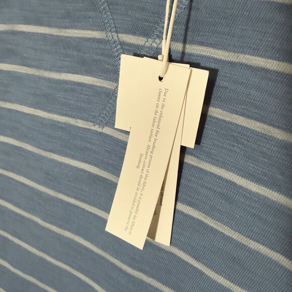 NWT Vince Hooded Shirt Medium Long Sleeve Light Blue Striped Preppy Old Money - Picture 8 of 12